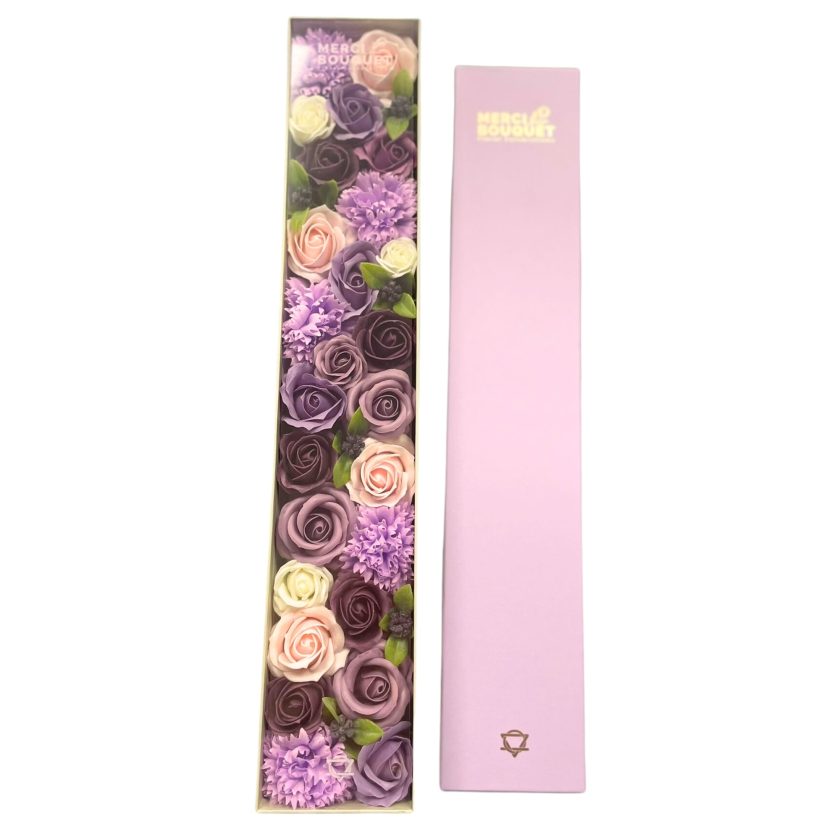 Caixa Presente Retangular Extra Longa - Flores de Sabão - Lilás