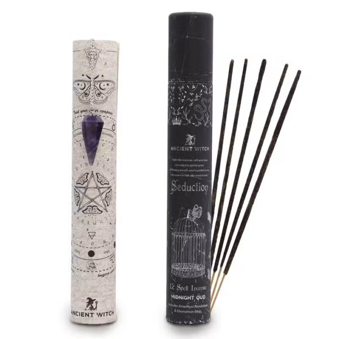Incenso de Feitiços Ancestrais — Sedução | Midnight Oud, Ametista e Pêndulo
