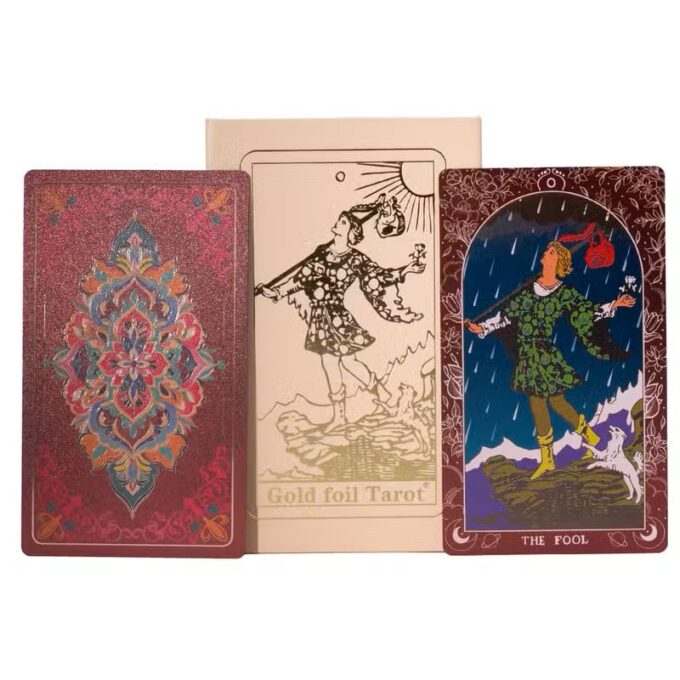 Baralho de Tarot em Caixa de Presente Rosa — Detalhes em Rubi